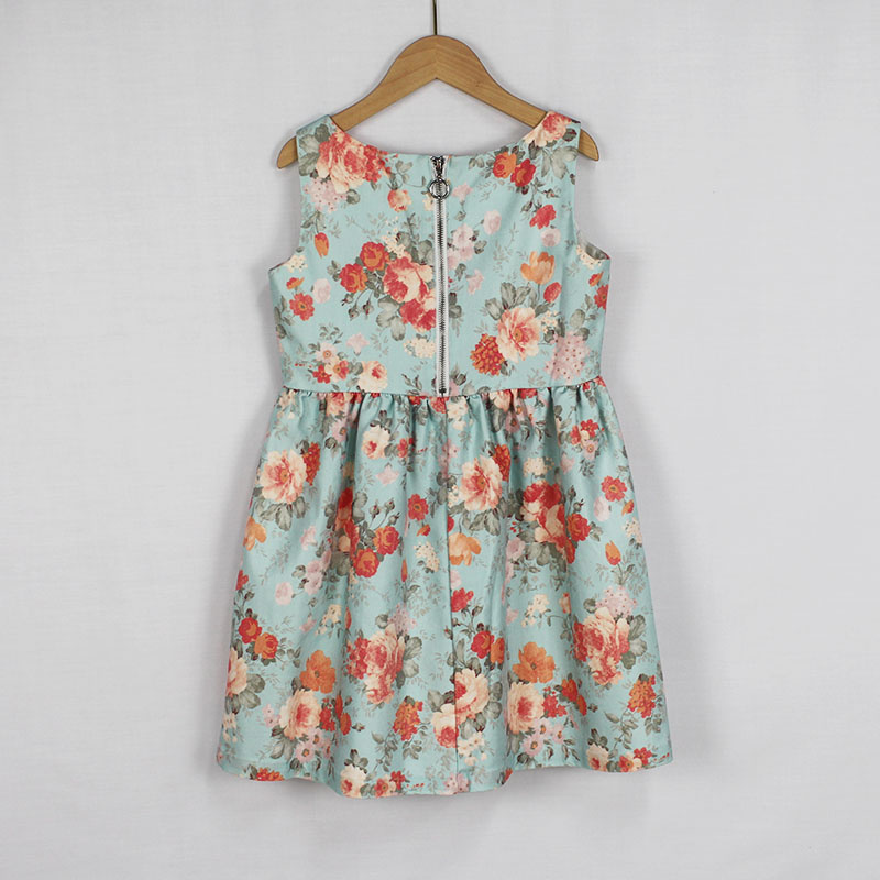 Girls Fashion Princess Print Skirt Kids Summer Scoop Neck Sleeveless Party Dress