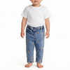 Kids Custom Embroidery Elastic Waist Straight Leg Denim Lined Jeans