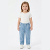 Girls Embroidery Elastic Waist Lightweight Breathable Cotton Denim Jeans