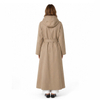 Ladies Hooded Fashion Minimalist Lace-up Khaki Long Trench Coat