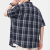 Men's Summer Breathable Custom Loose Short Sleeve Plaid Shirt
