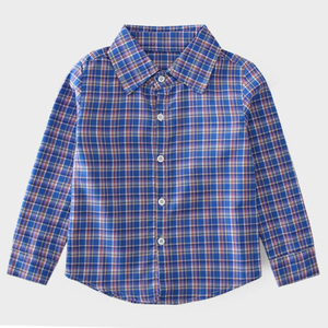 Boys Retro Cotton Clothing Children Plaid Long Sleeve Spring Thin Casual Shirt
