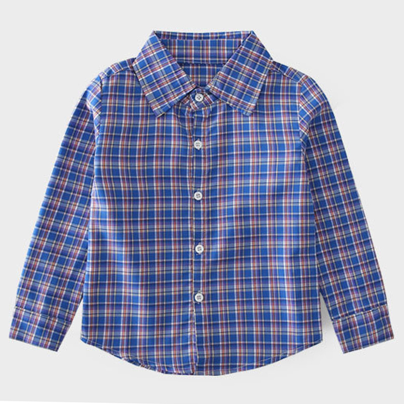 Boys Retro Cotton Clothing Children Plaid Long Sleeve Spring Thin Casual Shirt