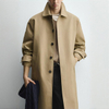 Men's Spring Loose Fit Lapel Solid Color Lined Long Trench Coat