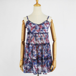 Women's Summer Casual Chiffon Floral Beach Tiered Slip Dress