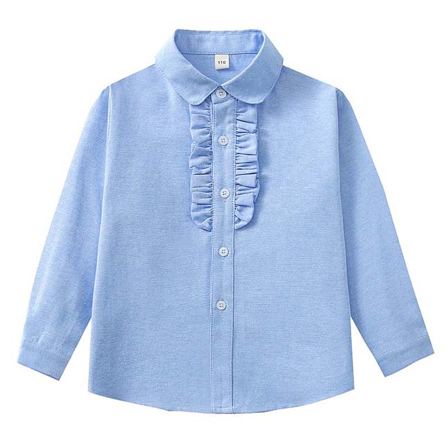 Children Solid Uniform Cotton Oxford Versatile Formal Long Sleeve Shirt