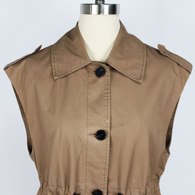 Women's Cotton Twill Versatile Patch Pockets Waist Drawstring Utility Vest