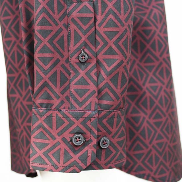 Men's Custom Geometric Print Poly Spandex Long Sleeve Dress Shirt
