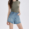 Women Cotton Denim Monkey Mustache Wash Summer Casual Jeans Work Shorts
