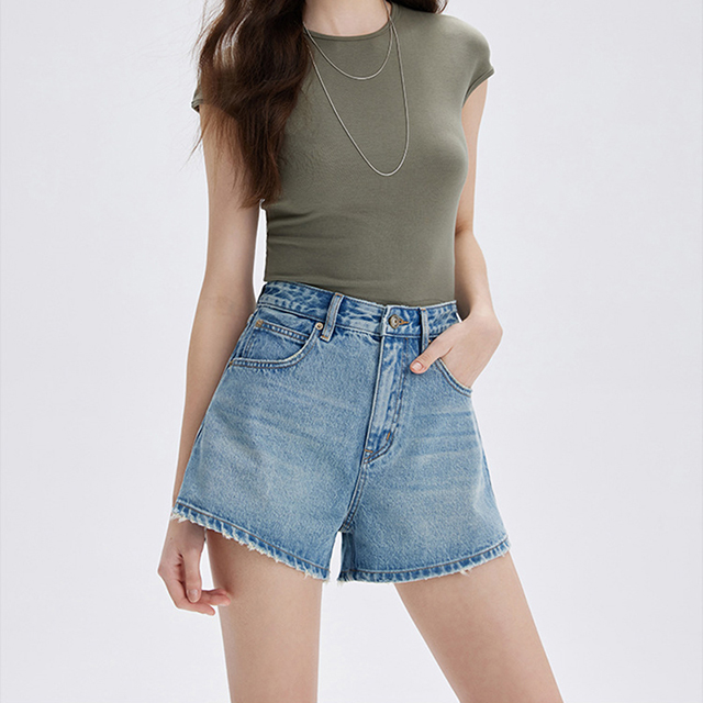 Women Cotton Denim Monkey Mustache Wash Summer Casual Jeans Work Shorts