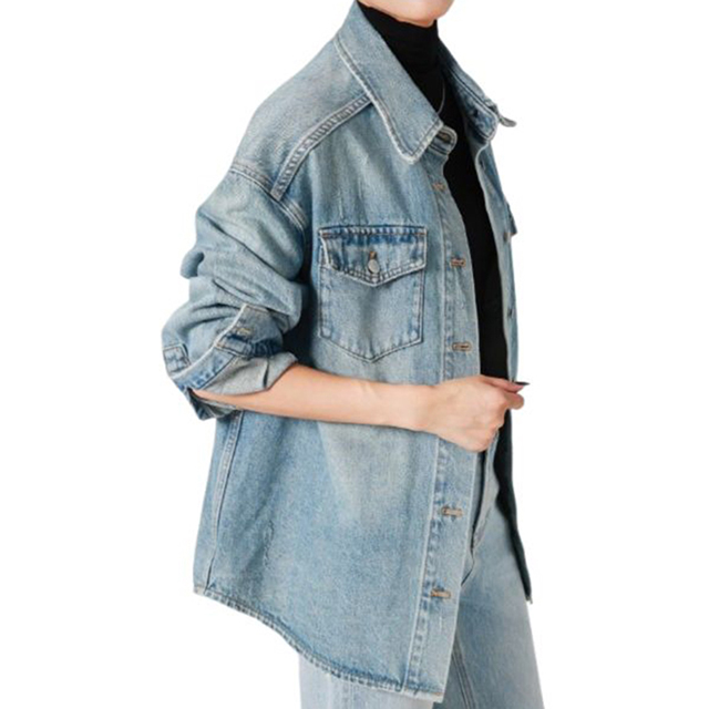 Women Autumn Retro Plus Size Denim Shirt Jacket