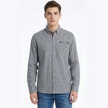 Men Yarn Dye Plaid Long Sleeve Business Versatile Cotton Shirt