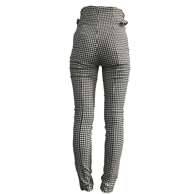 Women's black and white gingham high waisted pants outfit for wholesale 
