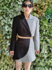 OEM High End Black and White Color Matching Uniform Business Suit Set Ladies Short Skirt Dress