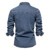 Men's Custom Spring/Autumn Washed Cotton Double Flap Pocket Long Sleeve Denim Shirt