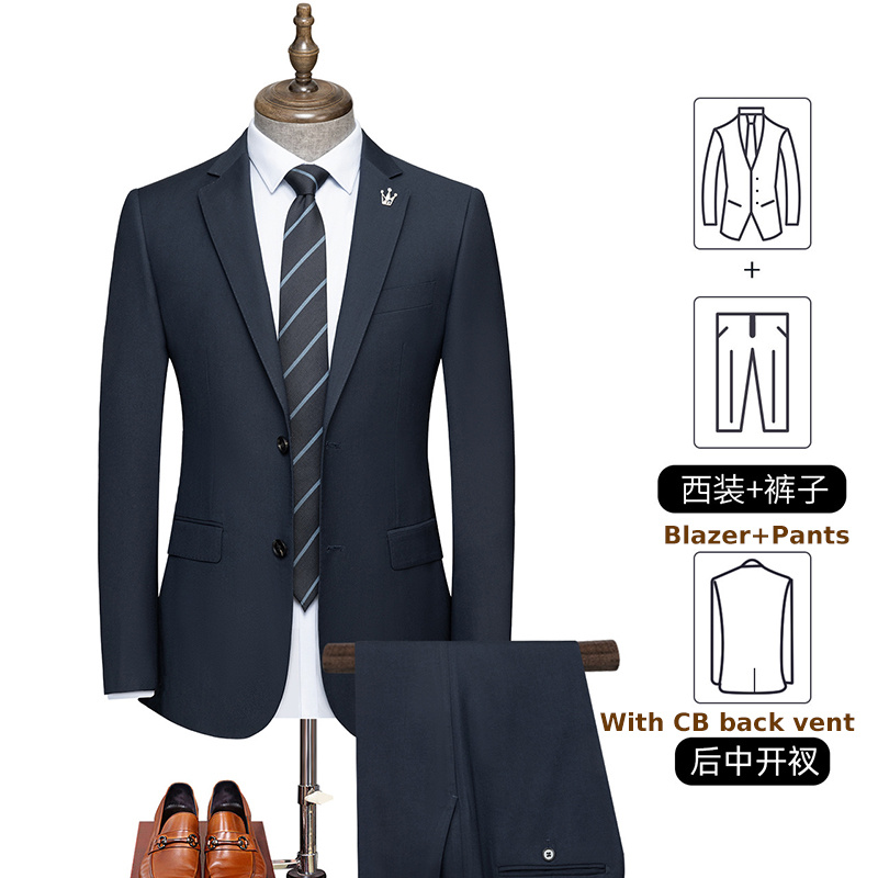 Men's Bespoke 2 Piece Business Prom Wear Formal Balzer Pants Grooms Wedding Suits