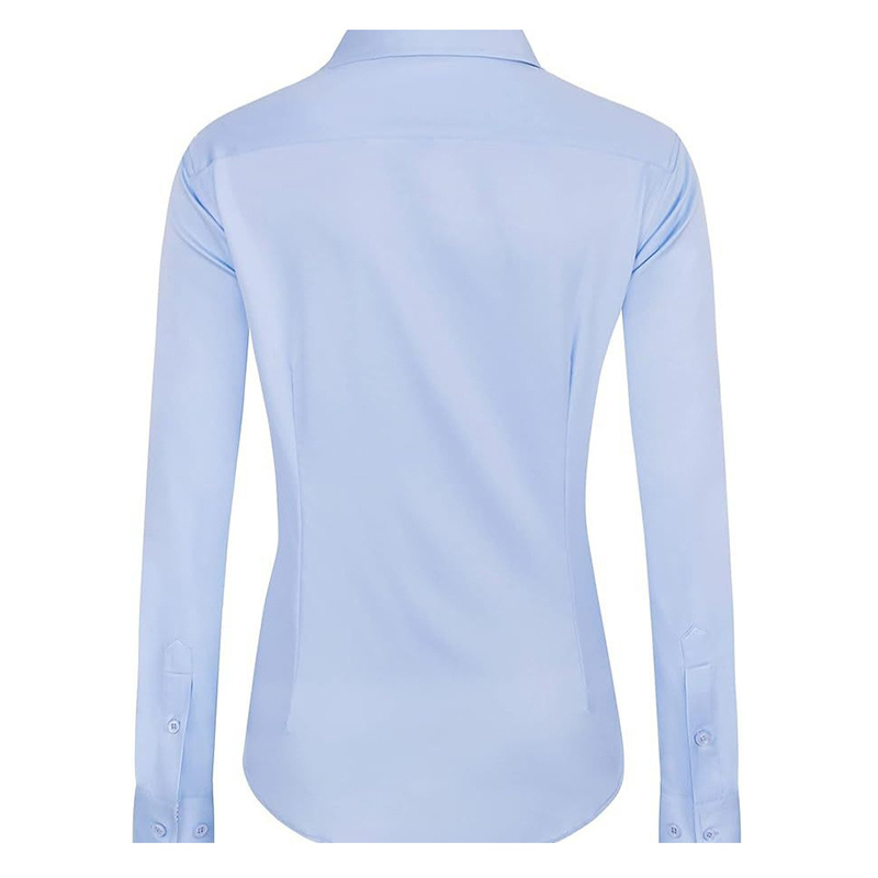 Women Basic Blouse Hidden Button Business Office Commuter Long Sleeve Dress Shirt