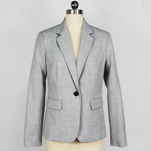 Women Spring/Autumn Grey Lightweight Textured Business Casual Work Suit