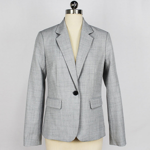 Women Spring/Autumn Grey Lightweight Textured Business Casual Work Suit
