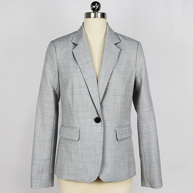 Women Spring/Autumn Grey Lightweight Textured Business Casual Work Suit