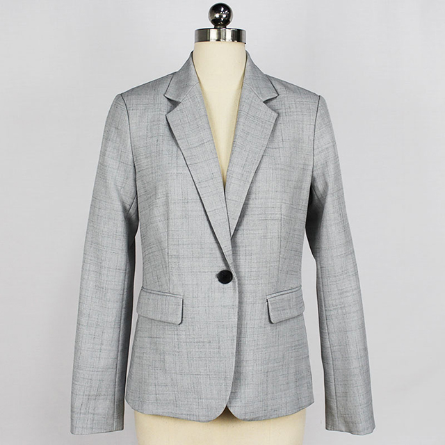 Women Spring/Autumn Grey Lightweight Textured Business Casual Work Suit