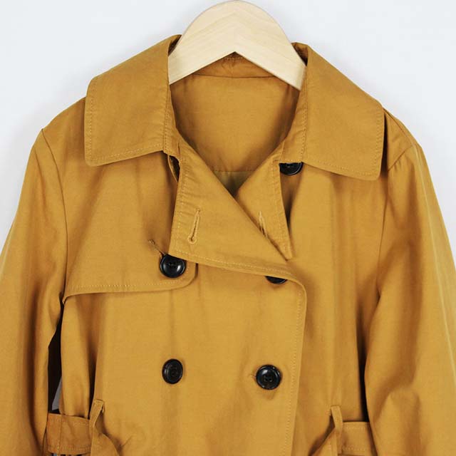 Girls Double-Breasted Cotton Windbreaker Trench Coat with Waistband