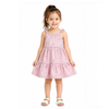 Girls Sleeveless Knee-Length Square Neck Spaghetti Strap Embroidery Tiered Dress