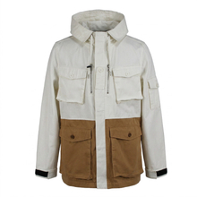 Men's Color-Block Cotton Hooded Outdoor Windbreaker Workwear Cargo Jacket