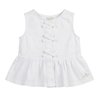 White Cotton Baby Girl Blouse Sleeveless Summer Shirt with Bows