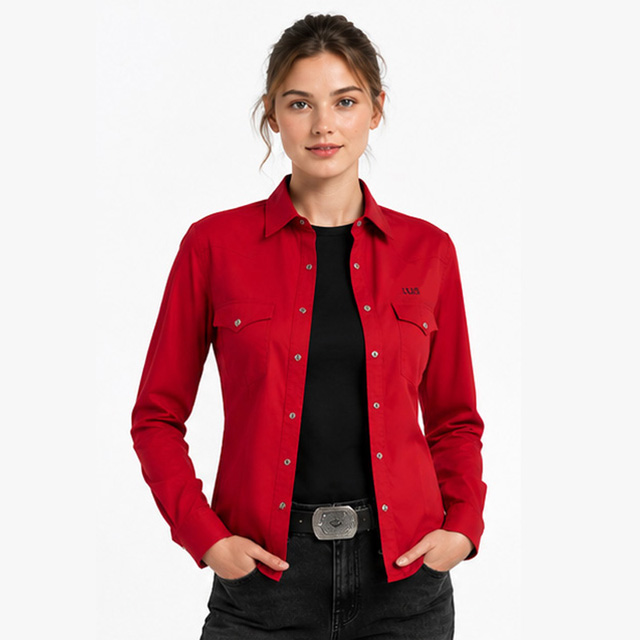 Women's Long Sleeve Custom Embroidery Slim Fit Western Button Shirt