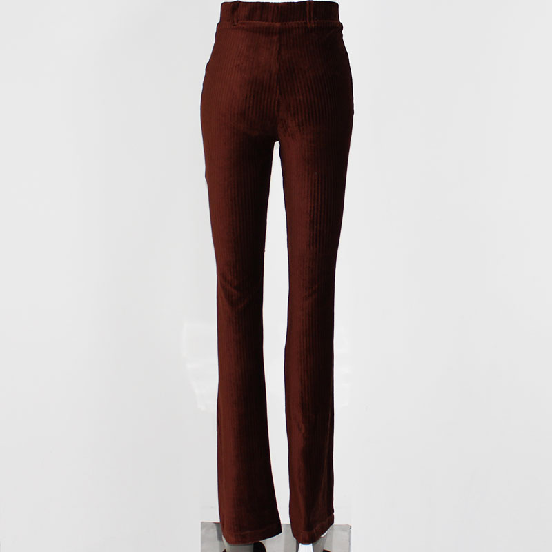 Women's Corduroy Comfort High Waist Stretch Slim Fit Flared Pants