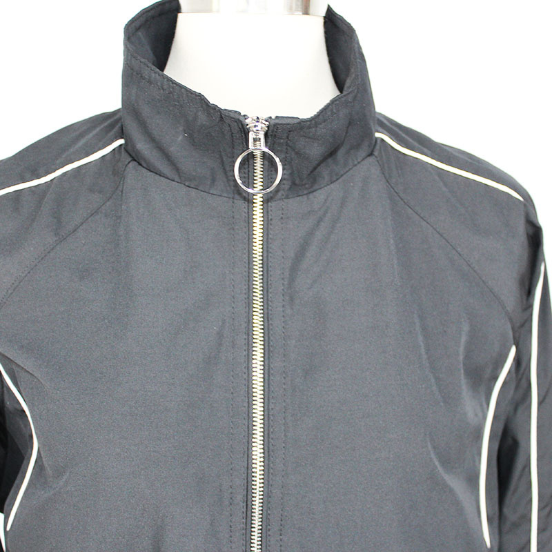 Women's Striped Sports Stand Collar Cropped Zipper Outdoor Running Jacket