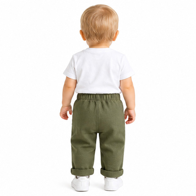 Boys Elastic Waist Outdoor Casual Cotton Twill Cargo Khaki Pants