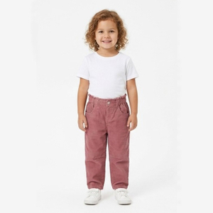 Girls Casual Cotton Corduroy Pants with Ruffle Elastic Waist