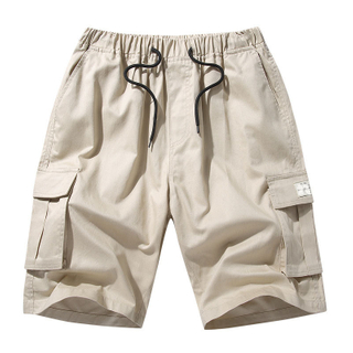 Men's Summer Elastic Waist Baggy Sport Cargo Shorts with Drawstring