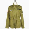 Women's Novelty Custom Olive Color Cargo Hiking Jacket with Embroidery Patches