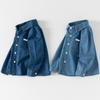Boy's Casual Versatile Tops Kids Cotton Denim Long Sleeve Lapel Button Shirt