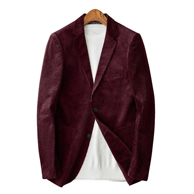 Vintage Corduroy Spring Autumn Single-Breasted Casual Business Suit for Men