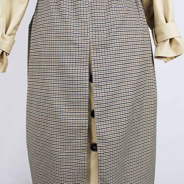 Women's Splicing Effect Windproof Khaki Trench Coat with Waist Belt