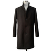 Men's Vintage Winter Overcoat Poly Knit Single-Breasted Funnel Neck Lined Long Trench Coat