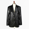 Women's Black PU Leather MID-Length Fashion Plus Size Blazer Suit