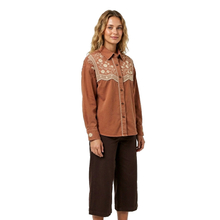 Custom Daisy Embroidered Oversize Washed Cotton Shirt for Women