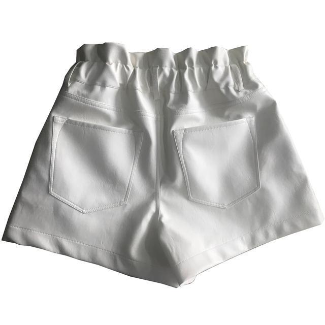 White PU shorts with pockets