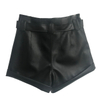 Womens black PU leather high waisted paper bag shorts 