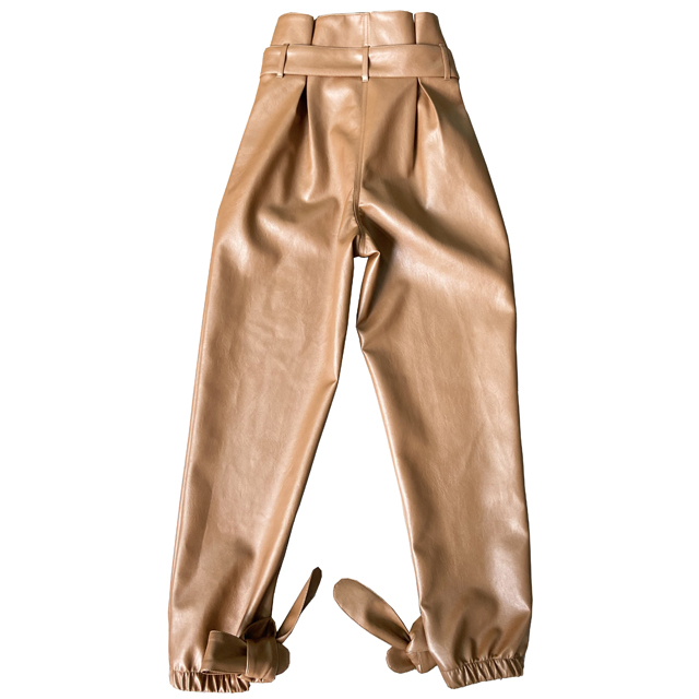PU pants brown color with high rise