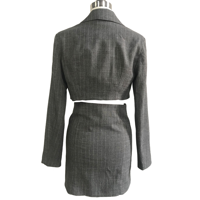 Grey color stripe set suit