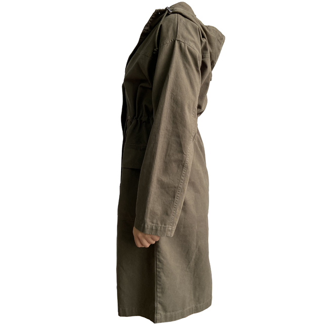 Olive Green Long Jacket Dust Coat Hooded Long Coat for Women