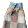 Fashion new style jacket spring wear long sleeve blue denim contrast faux fur plaid coat in pink