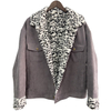 Contrast leopard flap pocket leopard print faux fur corduroy jacket for women