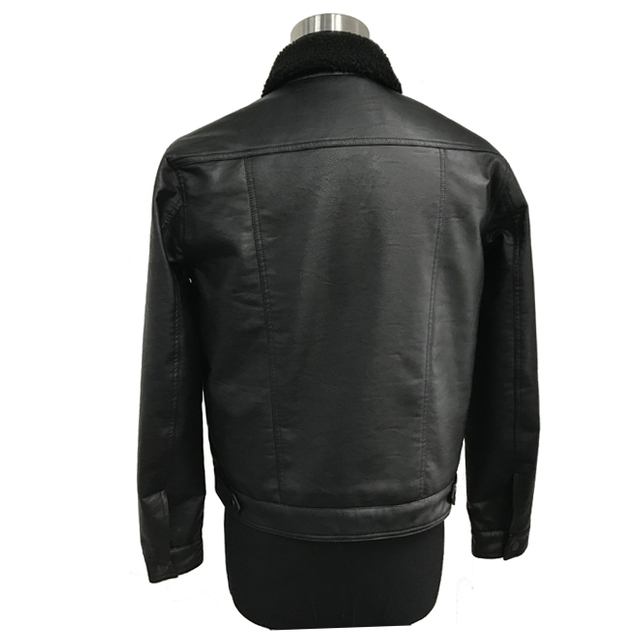 PU sherpa lined faux leather coat trucker jacket